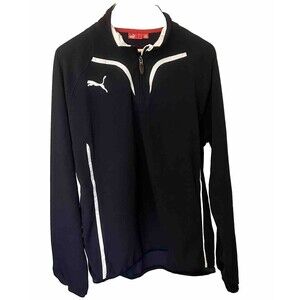 Puma 1/4 Zipper Men's Large Lightweight Sweater Black and white Athleisure